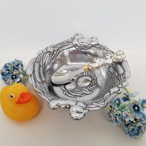 ARTHUR COURT DESIGNS BABY SPOON & BOWL SET DUCKS ALUMINUM RETIRED VINTAGE 1996